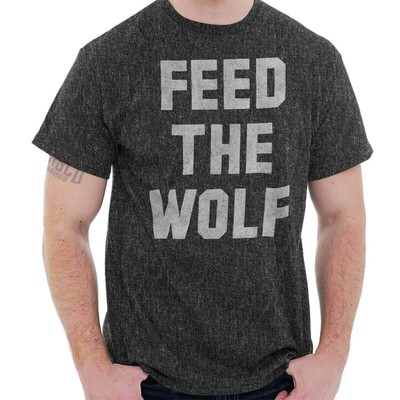 Feed Wolf Hangry Workout Fitness Gym Gift Mens Casual Crewneck T Shirts Tees