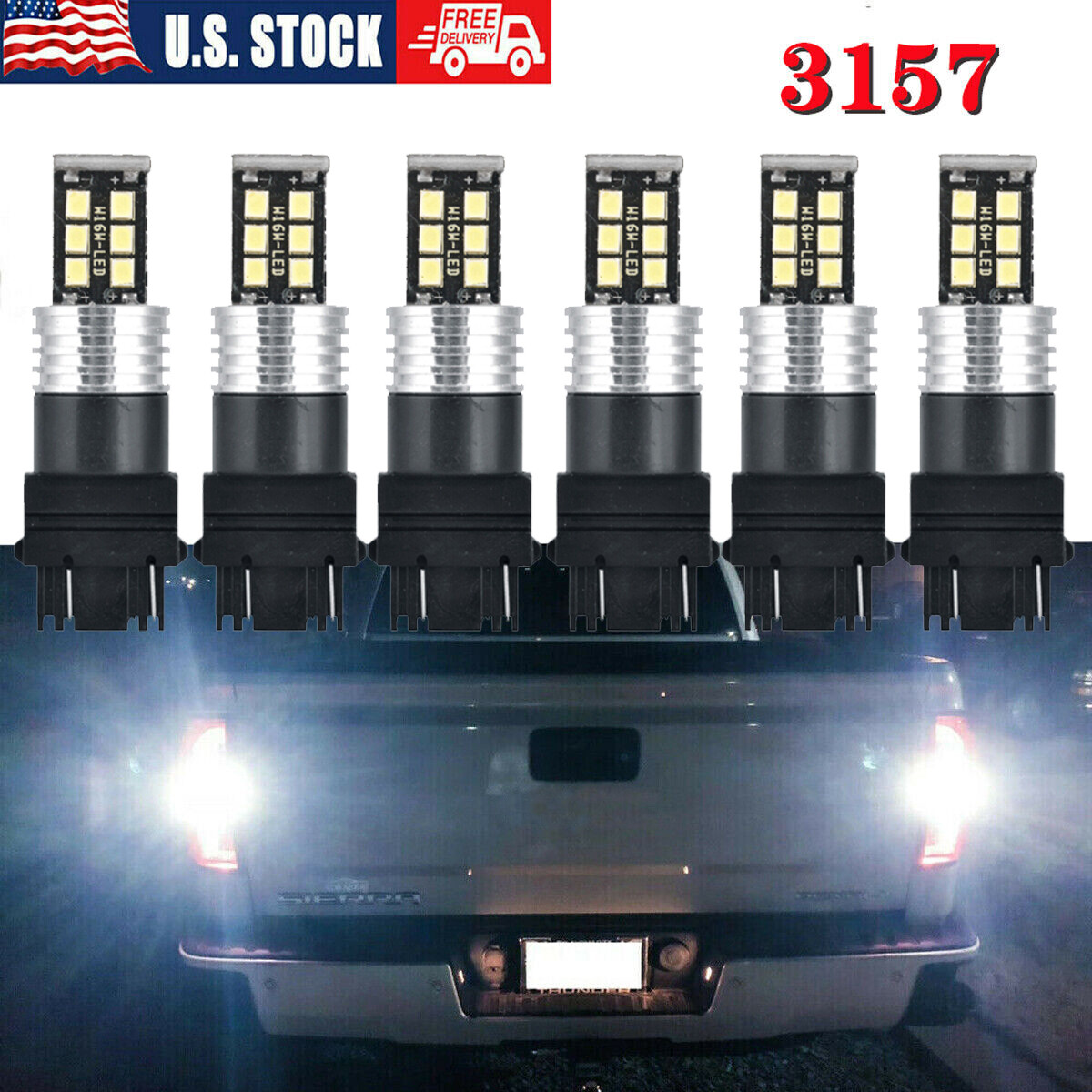 6pcs 3157 LED White Daytime Running Light Bulb DRL for Chevy Silverado 1500 USA