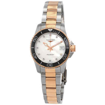 Женские часы Longines Hydroconquest с белым циферблатом и кварцем и бриллиантами L3.370.3.89.6