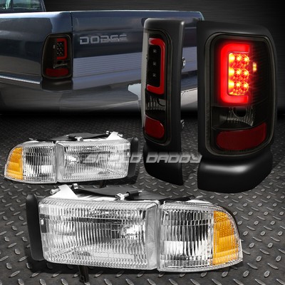 ХРОМИРОВАННЫЙ КОРПУС ФАРЫ + ТОНИРОВАННЫЙ U-ОБРАЗНЫЙ СВЕТОДИОДНЫЙ ЗАДНИЙ СТОП-СИГНАЛ HALO ДЛЯ 94-02 DODGE RAM