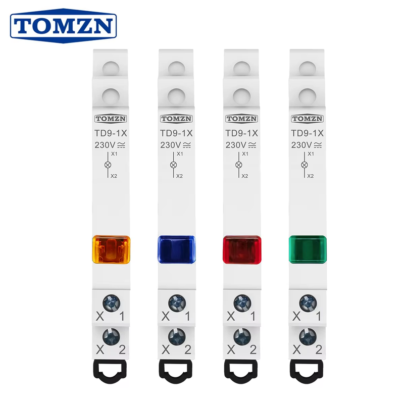 Din Rail Install TD9-1X 230V AC/DC LED 8.5mm Signal Indicator Light Red Yellow B