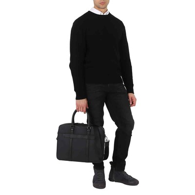 Pre-owned Michael Kors Black Crossgrain Leather Hudson Briefcase 33s2mhda6t-001