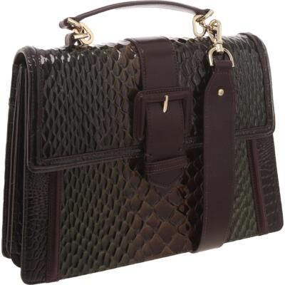 Женская сумка Brahmin Hallie Green из лакированной кожи через плечо Medium BHFO 8571