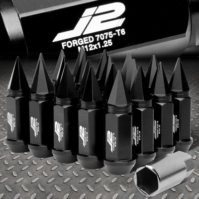 J2 ENGINEERING 7075 АЛЮМИНИЙ M12X1.25 20ШТ 75 ММ ГАЙКА С ШИПАСТОЙ ГОЛОВКОЙ + АДАПТЕР ЧЕРНЫЙ