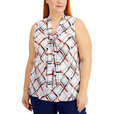 

Женская белая майка Kasper с завязками и принтом Plus  BHFO 7661, Vanilla ice combo