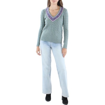 

Женский зеленый пуловер с v-образным вырезом Lauren Ralph Lauren  BHFO 5279
