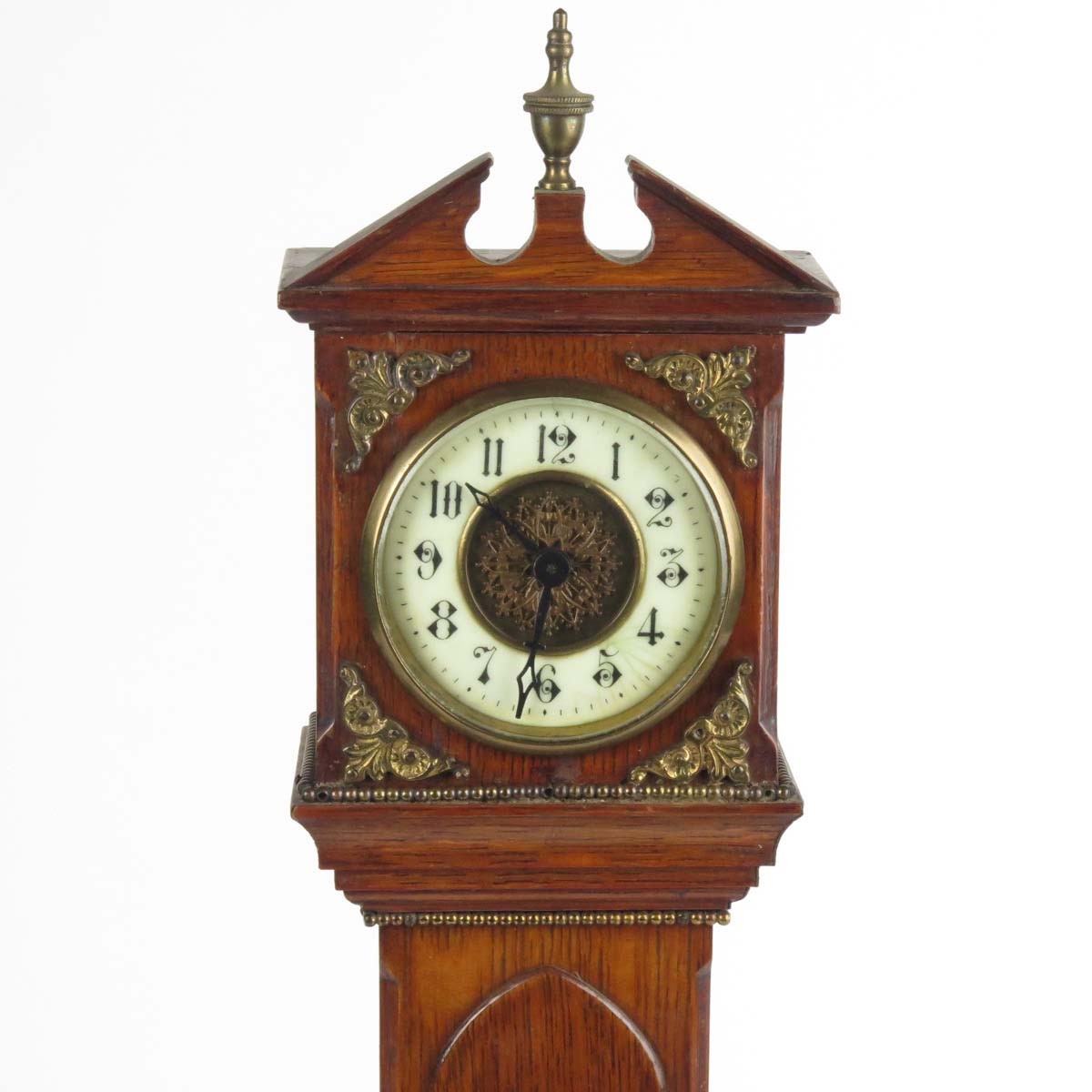 Antique miniature grandfather clock oak case