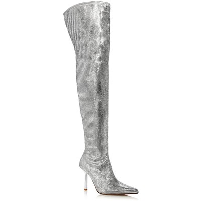 Aqua Womens Nicki Silver Over-The-Knee Boots Shoes 7.5 Medium (B,M) BHFO 0525