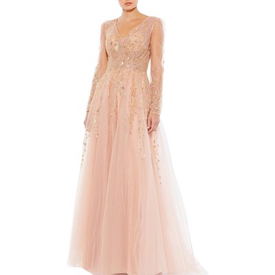 

Mac Duggal Женское розовое длинное вечернее платье с пайетками  BHFO 1564, Pink/champagne