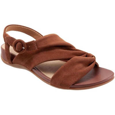 

Женские замшевые босоножки на танкетке с открытым носком SoftWalk Tieli BHFO 8392, Brown toffee, Tieli