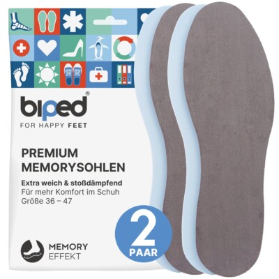 biped 2 Paar Memory Foam Einlegesohlen - Herren und Damen Schuheinlagen z2476