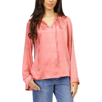 MICHAEL Michael Kors Женская розовая атласная блузка-рубашка Petites PM BHFO 5332