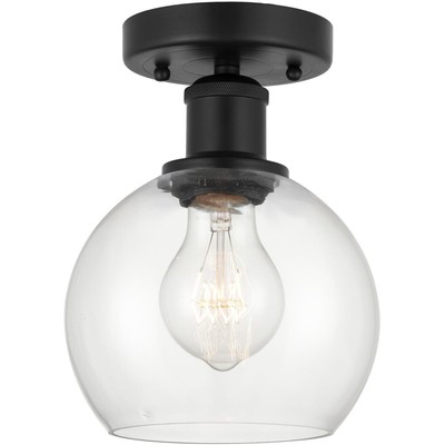 Innovations Lighting 616-1F-BK-G122-6 Edison Athens Semi-Flush Mount Matte Black