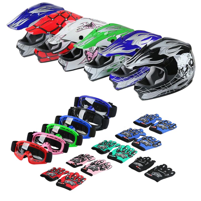 Youth Kids Motocross Helmet Child DOT ATV UTV MX OffRoad Goggles+Gloves 6 Colors