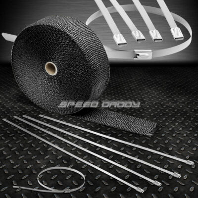 2 50-ФУТОВЫХ/15-МЕТРОВЫХ СТЕКЛОПЛАСТИКОВЫХ ВЫПУСКНЫХ КОЛЛЕКТОРА / ТРУБОПРОВОДА / КОЛЛЕКТОРНОГО КОЛЛЕКТОРА ЧЕРНАЯ ТЕПЛОВАЯ ПЛЕНКА + СТЯЖКА НА МОЛНИИ