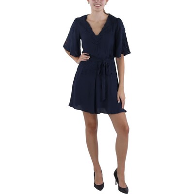 Женское темно-синее короткое мини-платье с вышивкой Reiss 2 BHFO 4686
