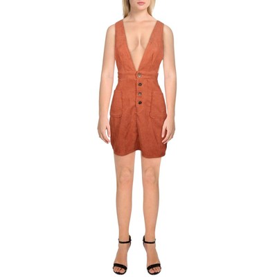 Kingston Grey Womens Orange Corduroy Jumper Mini Dress Juniors S BHFO 7694