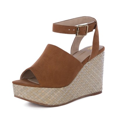 

BC Footwear Женские босоножки на танкетке Wild Orchids коричневые 8,5 средний (B,M) BHFO 7981, Cognac/v suede, Wild Orchids