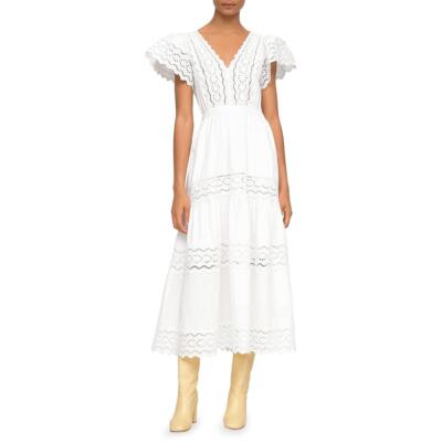 

Белое хлопковое платье миди с V-образным вырезом Sea New York Womens Georgina  BHFO 8301, Белый