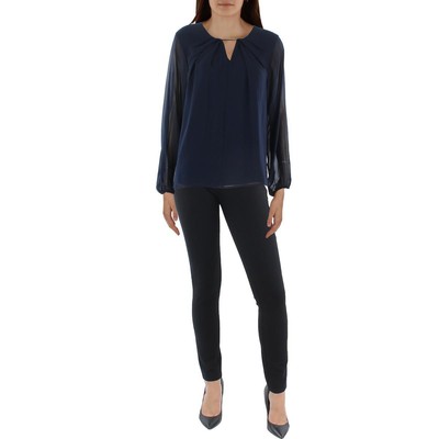 Женская блузка-рубашка Calvin Klein с гофрированным вырезом спереди и многослойным вырезом-каплевидным вырезом BHFO 4762