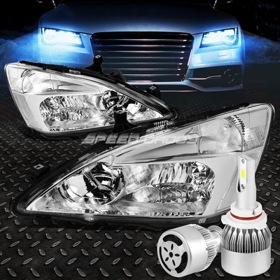 ХРОМИРОВАННЫЙ КОРПУС ФАРЫ + ПРОЗРАЧНЫЙ УГОЛ + БЕЛЫЙ СВЕТОДИОД 9006 HID с ВЕНТИЛЯТОРОМ ДЛЯ ACCORD 03-07