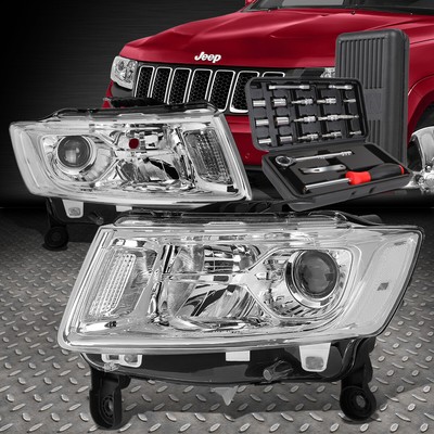 ДЛЯ 14-16 GRAND CHEROKEE ХРОМИРОВАННЫЙ КОРПУС, ПРОЗРАЧНАЯ БОКОВАЯ ФАРА ПРОЕКТОРА + НАБОР ИНСТРУМЕНТОВ