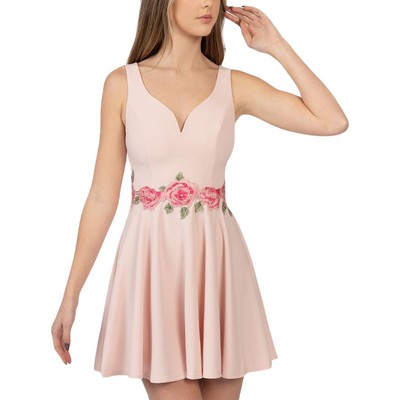 

Женское розовое коктейльное и праздничное платье с открытым V-образным вырезом B. Darlin, юниоры  BHFO 9594, Розовый