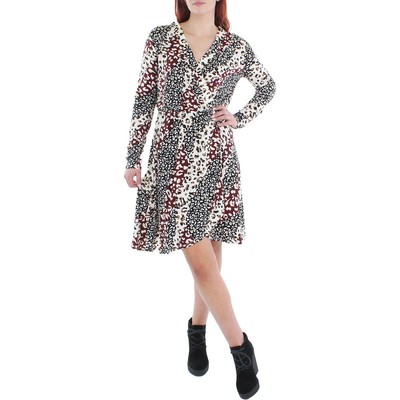 

BCBGMAXAZRIA Женское бежевое платье длиной до колена с принтом  BHFO 5560, Black/port