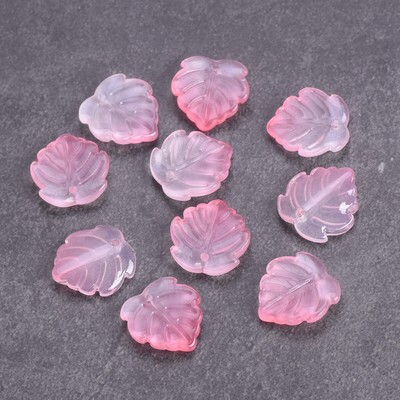 10pcs 15x14mm Leaf Petal Lampwork Glass Loose Pendants Beads for Jewelry Making