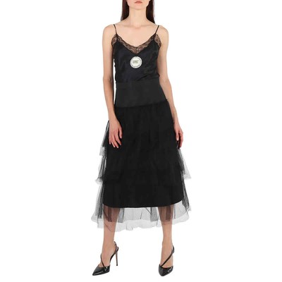 Pre-owned Burberry Ladies Black Tiered Tulle A-line Skirt, Brand Size 6 (us Size 4)