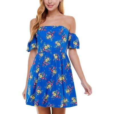 

Женское тканое мини-платье с цветочным принтом City Studio для юниоров BHFO 4053, Blue/fuschia