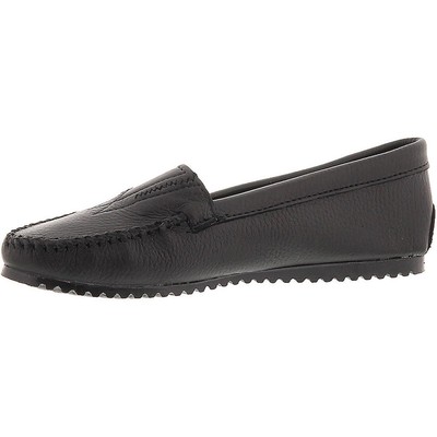 

Женские черные кожаные мокасины Minnetonka шириной 9,5 (C, D, W) BHFO 0779, Черный