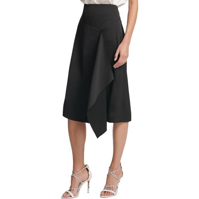 

DKNY Женское Черное Атласное Платье Юбка с Рюшами  BHFO 1124, Черный