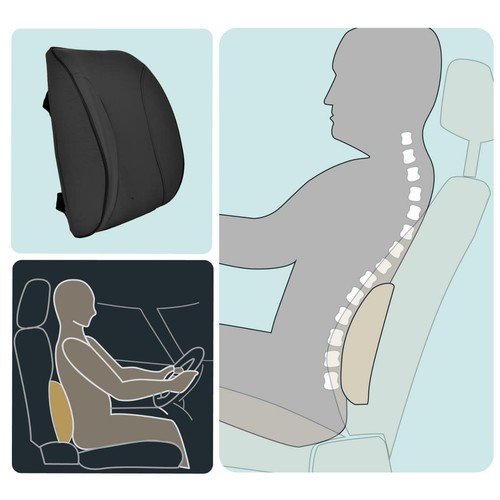 MT Memory Foam Lumbar Cushion Support Pillow Car Seat Home Office Chair Black