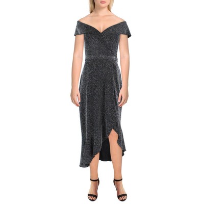 

Женское черное вязаное вечернее платье Xscape Meta  BHFO 6746, Black/silver