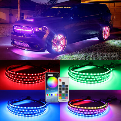 6PCS RGB LED Neon Strip Music Underglow Chasing Light For Dodge Charger Durango