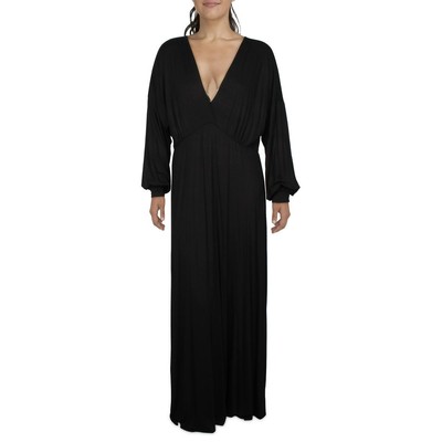 24seven Comfort Apparel Женское черное трикотажное макси-платье с стихарем плюс 2X BHFO 5543