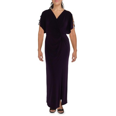 Alex Evenings Womens Purple Embellished Formal Evening Dress Gown 14 BHFO 1053