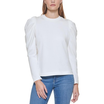 

Calvin Klein Womens Ivory Puff Sleeve Crewneck Pullover Top Shirt  BHFO 4032, Soft white