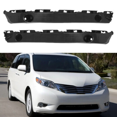 Black Front Left & Right Side Bumper Brackets LH+RH For Toyota Sienna 2011-2020