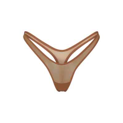 SKIMS Ultra Fine Mesh Bronze Micro Dipped Thong Women's Medium ~Sealed Bag~