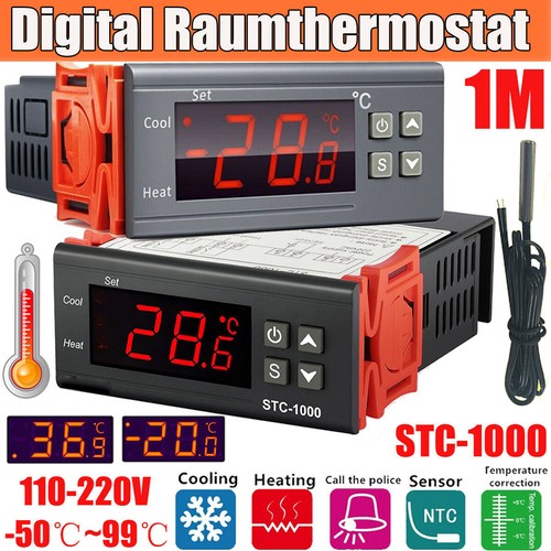 LCD Temperaturregler Mit Fühler Thermostat 110-220V Temperaturschalter -50℃~99℃