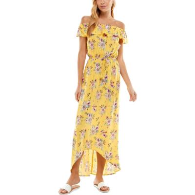 

Kingston Grey Womens High-Low High-Low Off-The-Shoulder Maxi Dress с цветочным принтом для подростков BHFO 8879, Yellow/multi