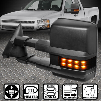 ДЛЯ 99-02 SILVERADO SIERRA С ЭЛЕКТРОПРИВОДОМ + ОБОГРЕВОМ + СВЕТОДИОДНЫЙ УКАЗАТЕЛЬ ПОВОРОТА, БУКСИРОВОЧНОЕ ЗЕРКАЛО СЛЕВА