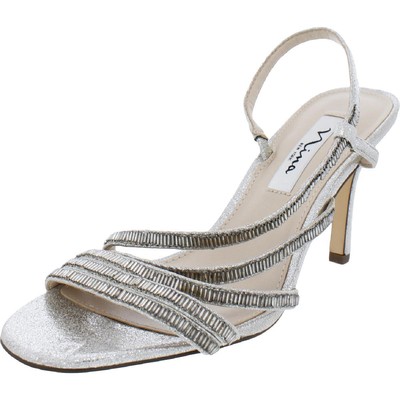

Nina Женские туфли на каблуке с открытой пяткой, серебристый металлик, размер 7,5, средний (B,M) BHFO 1338, Серебряный