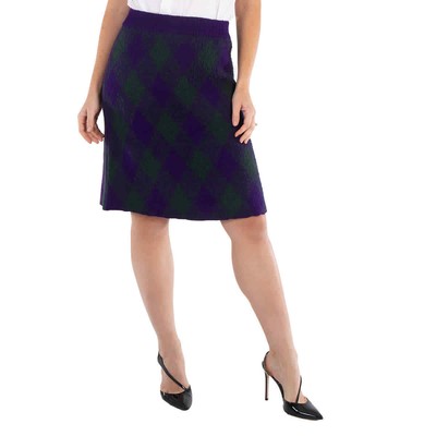 Pre-owned Burberry Argyle Skirt In Argyle Wool In Multicolor