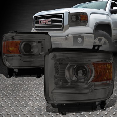 ДЛЯ 14-18 GMC SIERRA ДЫМЧАТЫЙ КОРПУС, ЯНТАРНЫЙ УГОЛ ПРОЕКТОРА, ФАРЫ ГОЛОВНОГО СВЕТА