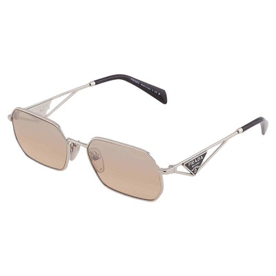 Pre-owned Prada Brown Mirror Silver Gradient Geometric Ladies Sunglasses Pr A51s 1bc8j1 58 In Multi