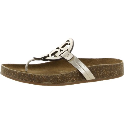 

Женские золотые кожаные шлепанцы Tory Burch 6 Medium (B,M) BHFO 5283, Золотой, BHFO