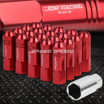 НАБОР ГАЕК JDM ИЗ КРАСНОГО АЛЮМИНИЯ ОТКРЫТОГО ТИПА С 20 НАКОНЕЧНИКАМИ + АДАПТЕР M12X1.25 ДИАМЕТРОМ 20 ММ/ ВЫСОТОЙ 60 ММ
